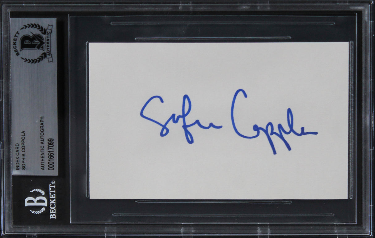 Sophia Coppola The Godfather Part 3 Authentic Signed 3x5 Index Card BAS Slab 1