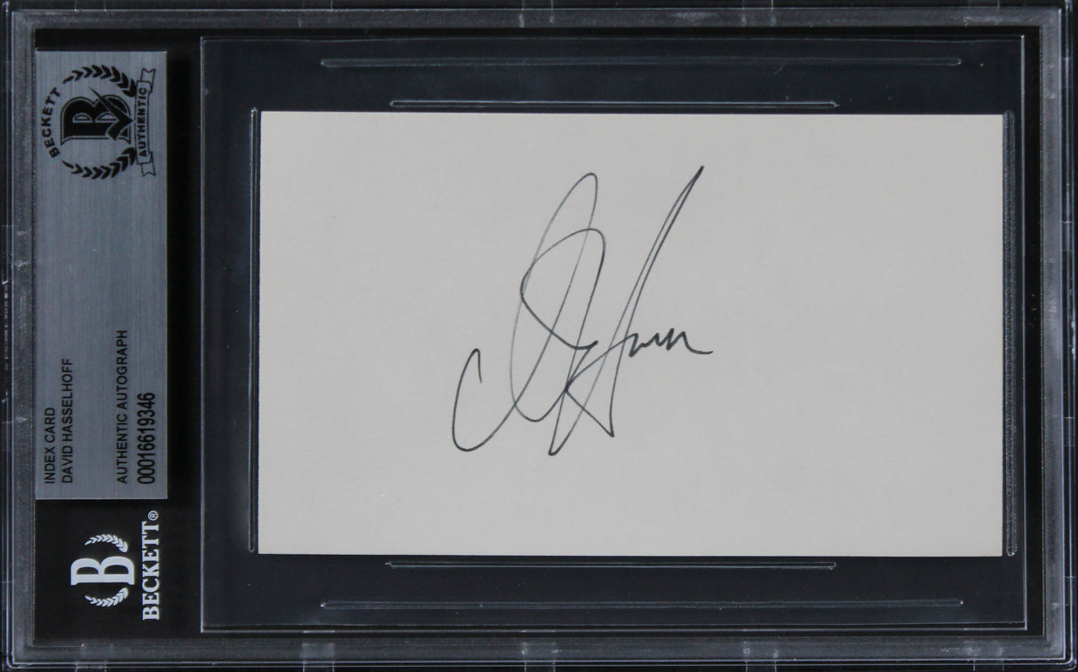David Hasselhoff Baywatch Authentic Signed 3x5 Index Card BAS Slabbed