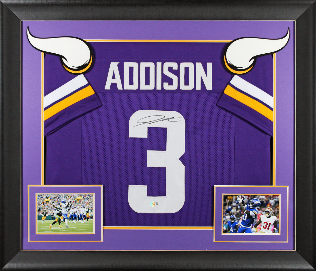 Jordan Addison Authentic Signed Purple Pro Style Framed Jersey BAS Witnessed