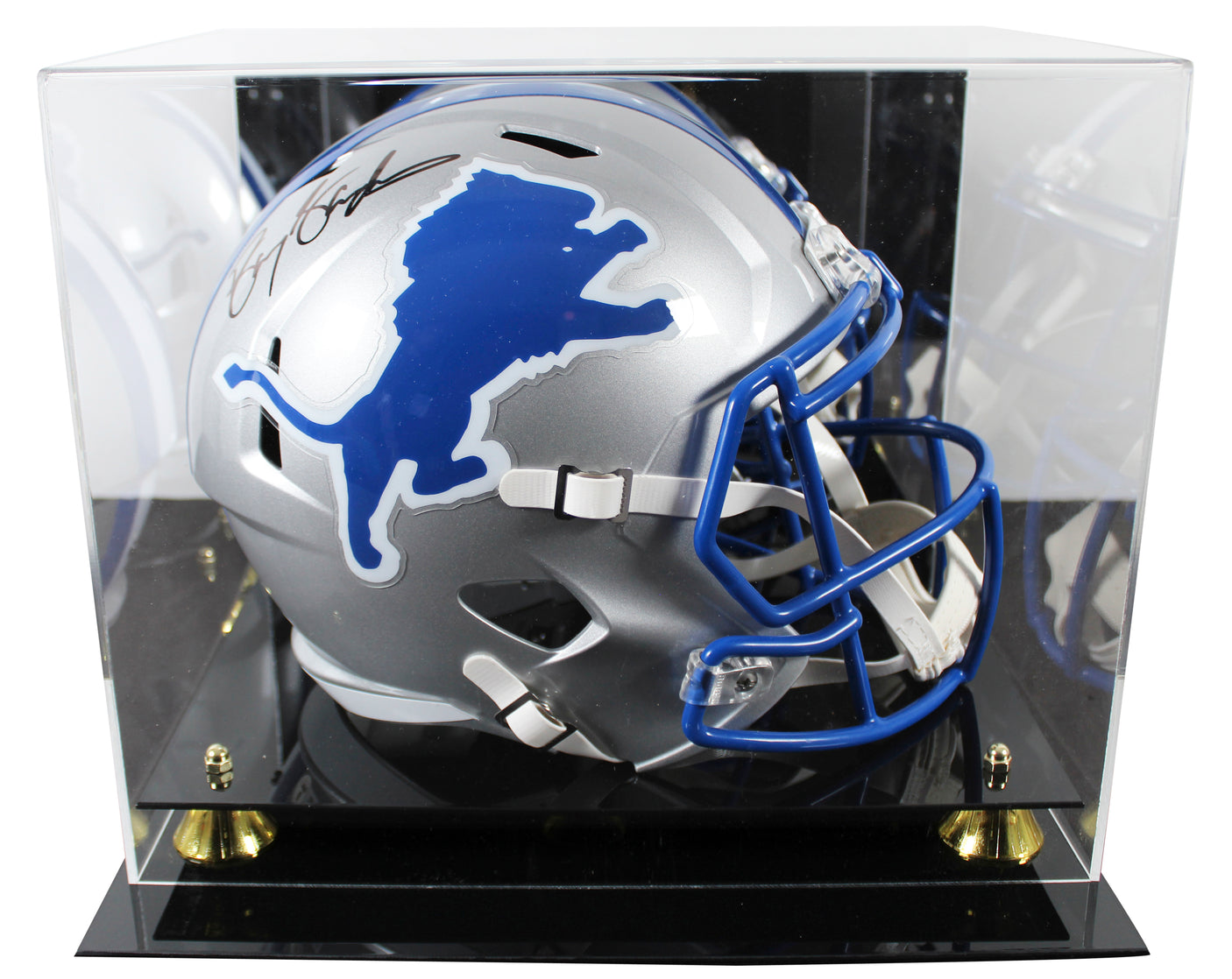 Lions Barry Sanders Signed 1983-01 TB Speed F/S Speed Rep Helmet W/ Case BAS Wit