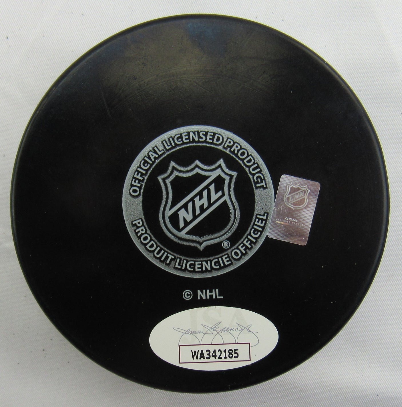 Jean Ratelle Signed Auto Autograph Rangers Logo Hockey Puck w/ Insc JSA WA342185