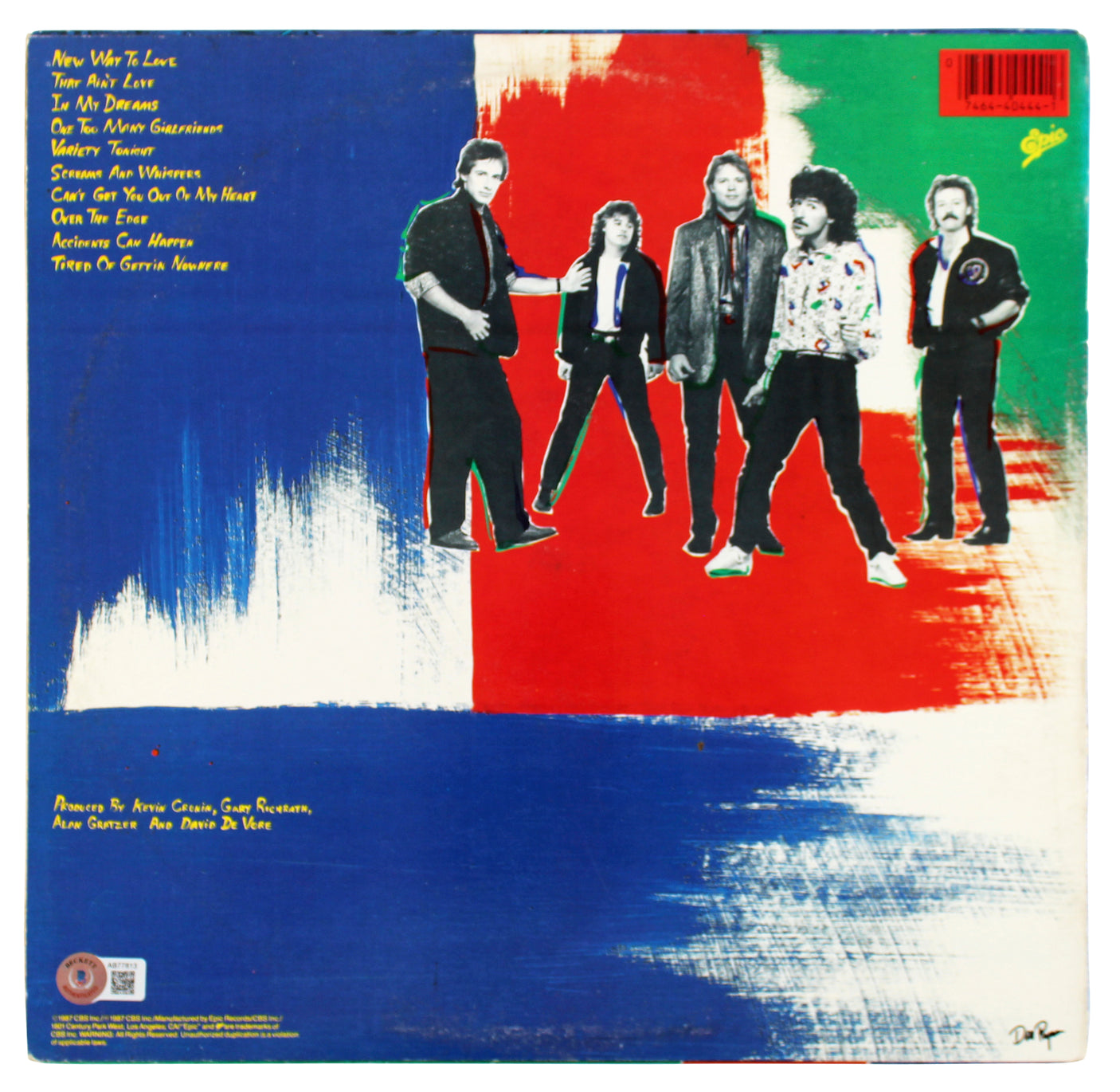 REO Speedwagon (3) Hall, Cronin & Doughty Signed Album Cover BAS #AB77813