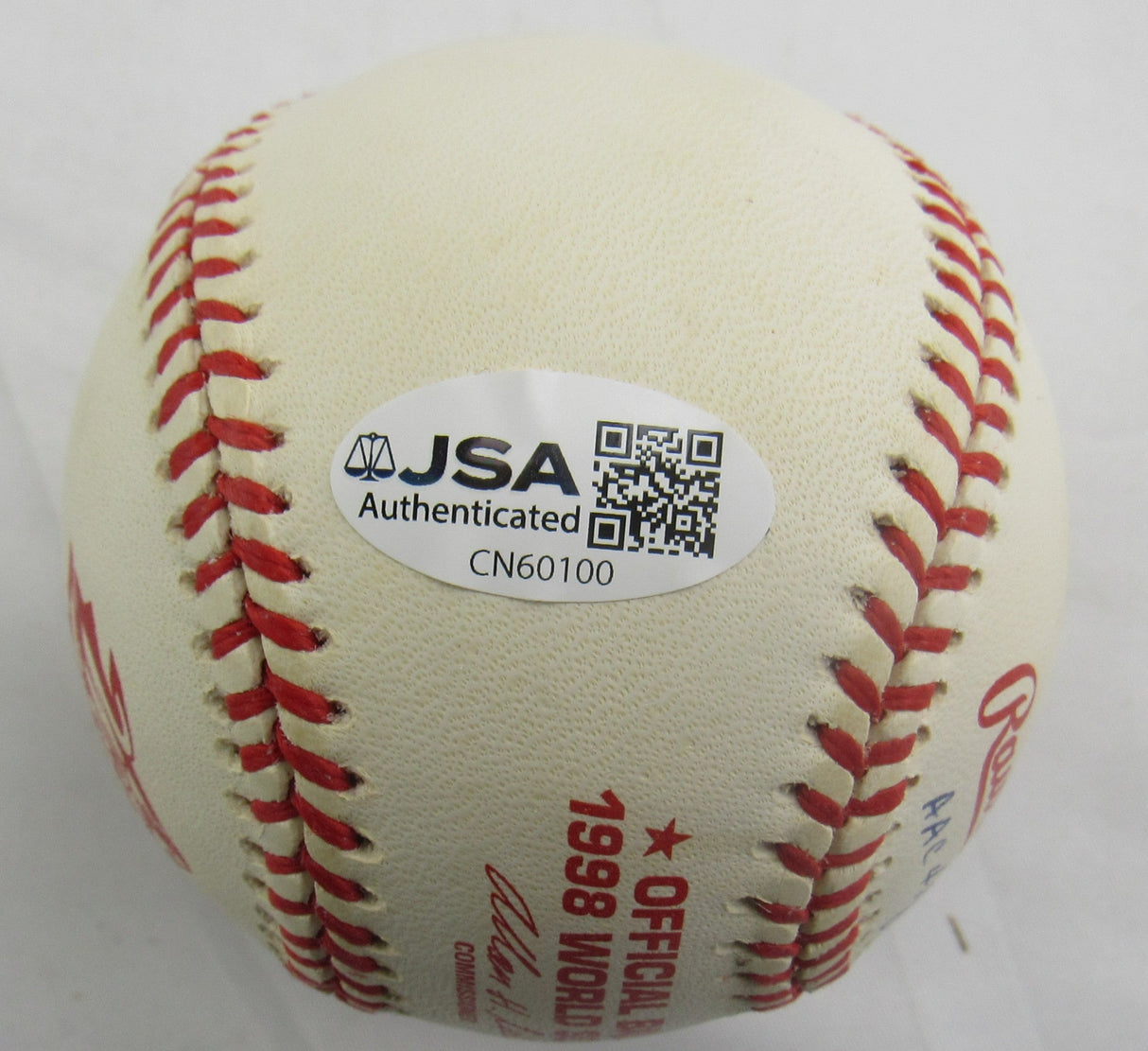 Scott Brosius Signed 1998 World Series Auto Rawlings Baseball JSA CN60100 w/Inscription