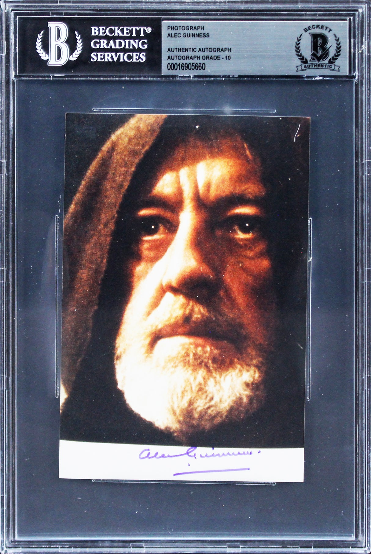 Alec Guinness Star Wars Signed 4x6 Obi-Wan Kenobi Photo Auto 10! BAS Slabbed