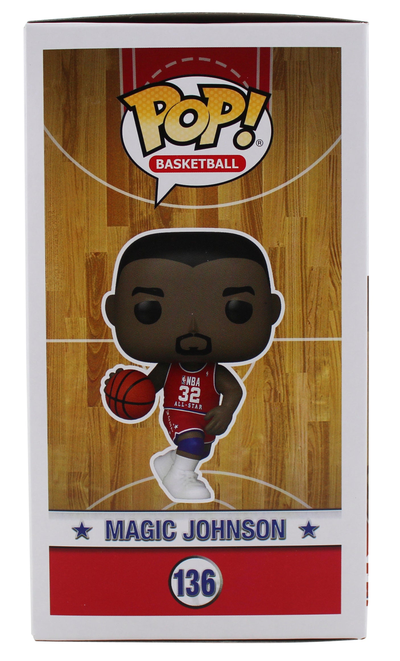 Magic Johnson Signed All Stars #136 Funko Pop Vinyl Figure w/ Red Sig BAS Wit