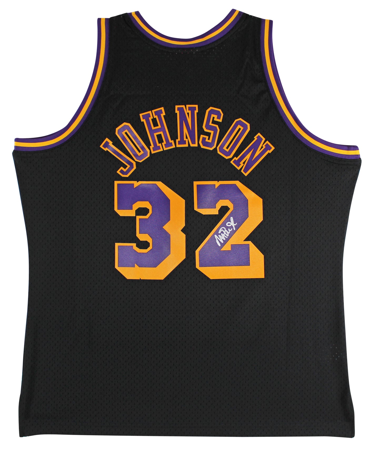 Lakers Magic Johnson Authentic Signed Black M&N HWC Swingman Jersey BAS Witness