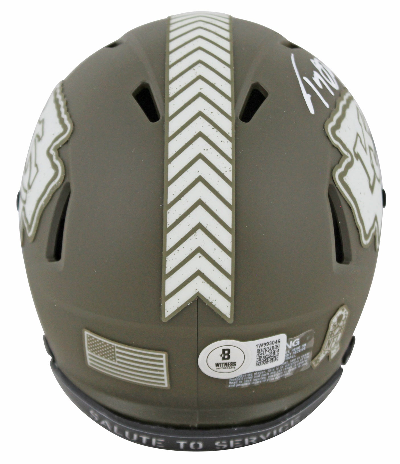 Chiefs Tony Gonzalez Signed Salute To Service Speed Mini Helmet BAS Witnessed