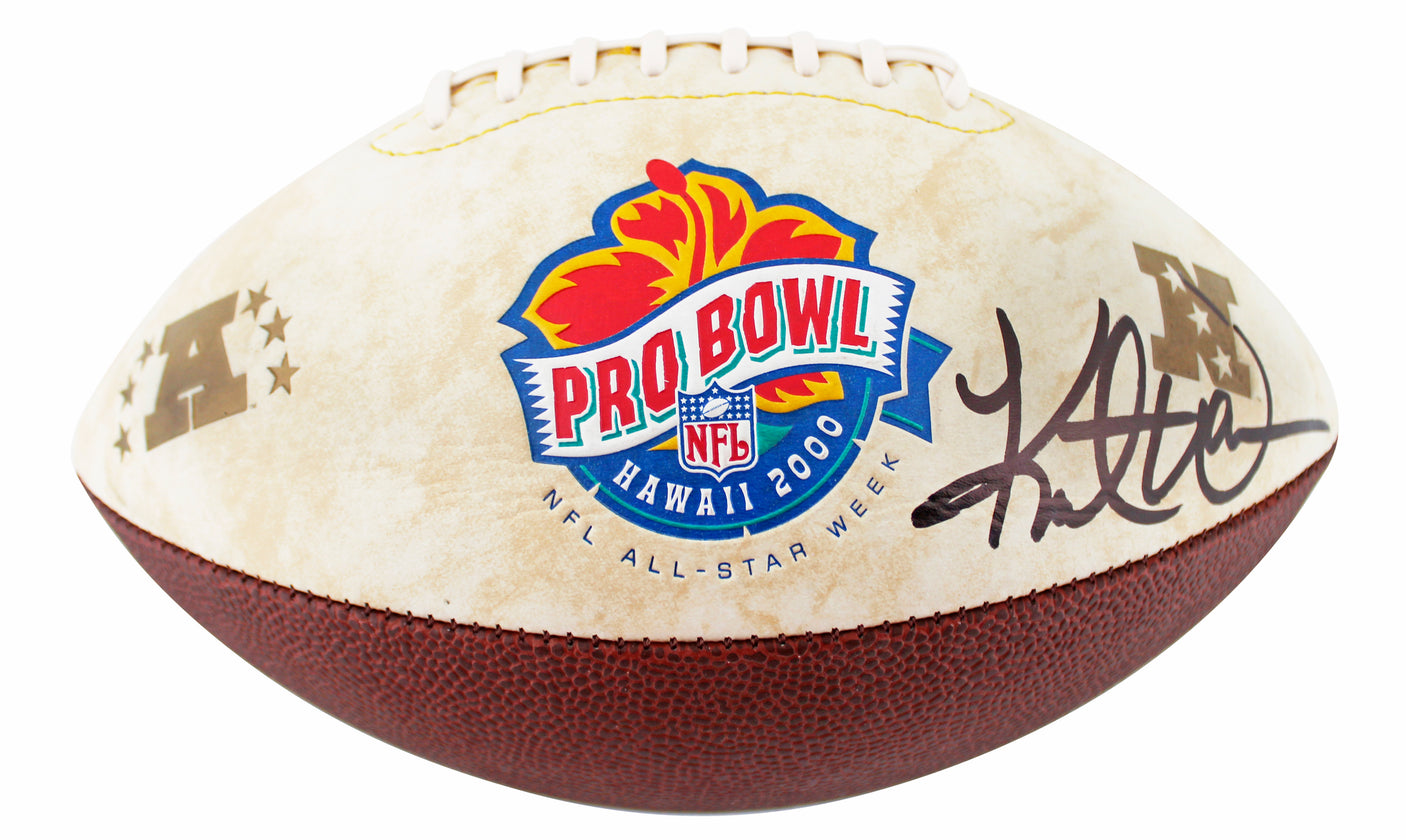Rams Kurt Warner Signed 2000 Pro Bowl White Panel Logo Football BAS W #1W695966