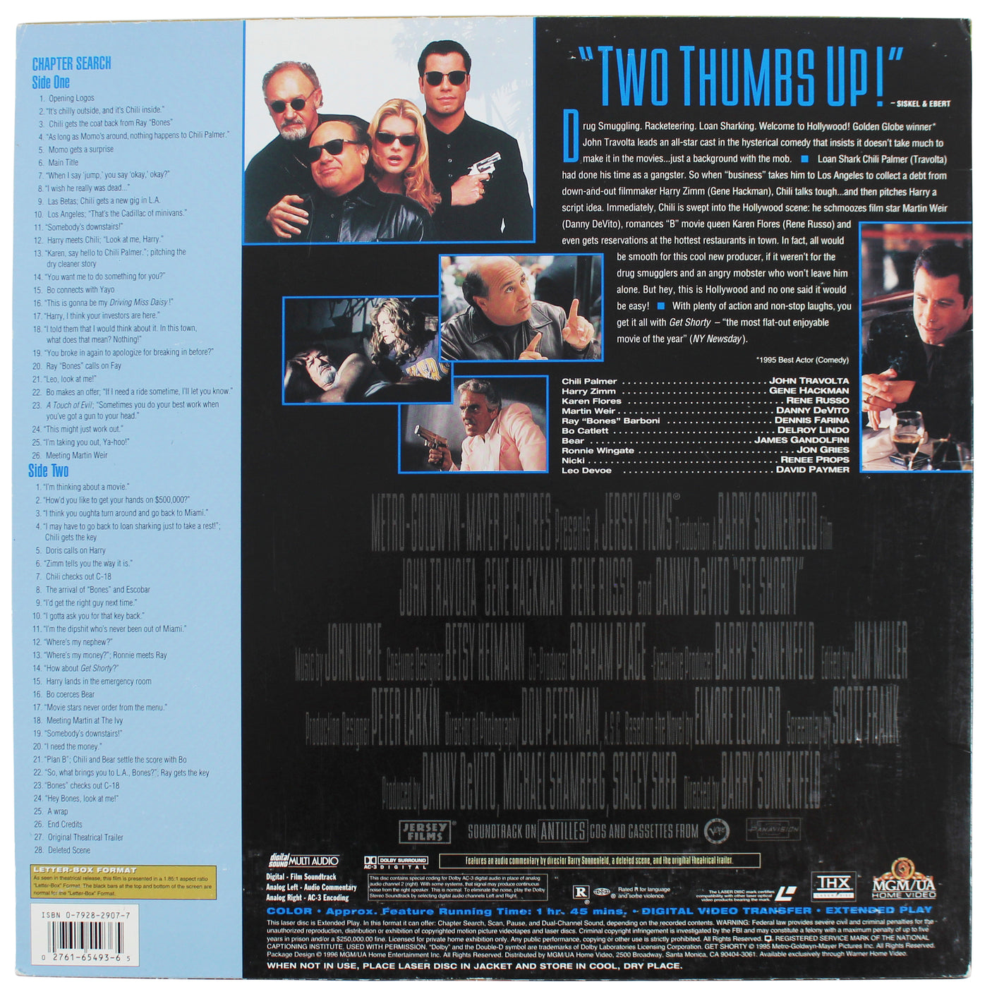 John Travolta & Gene Hackman Signed Get Shorty Laser Disc Cover PSA/DNA #J00730