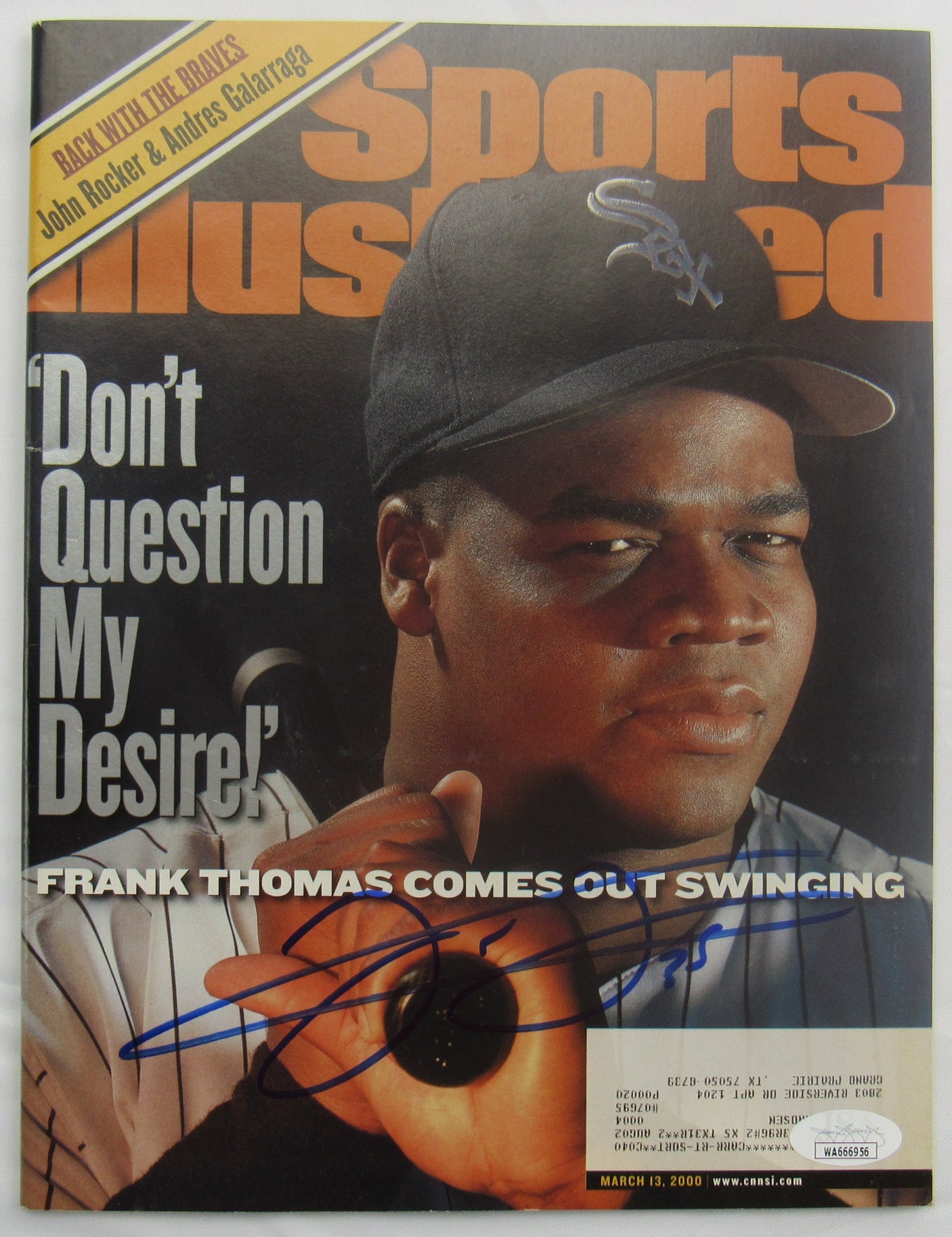Frank Thomas Signed Auto Autograph Sports Illustrated Magazine JSA WA666956