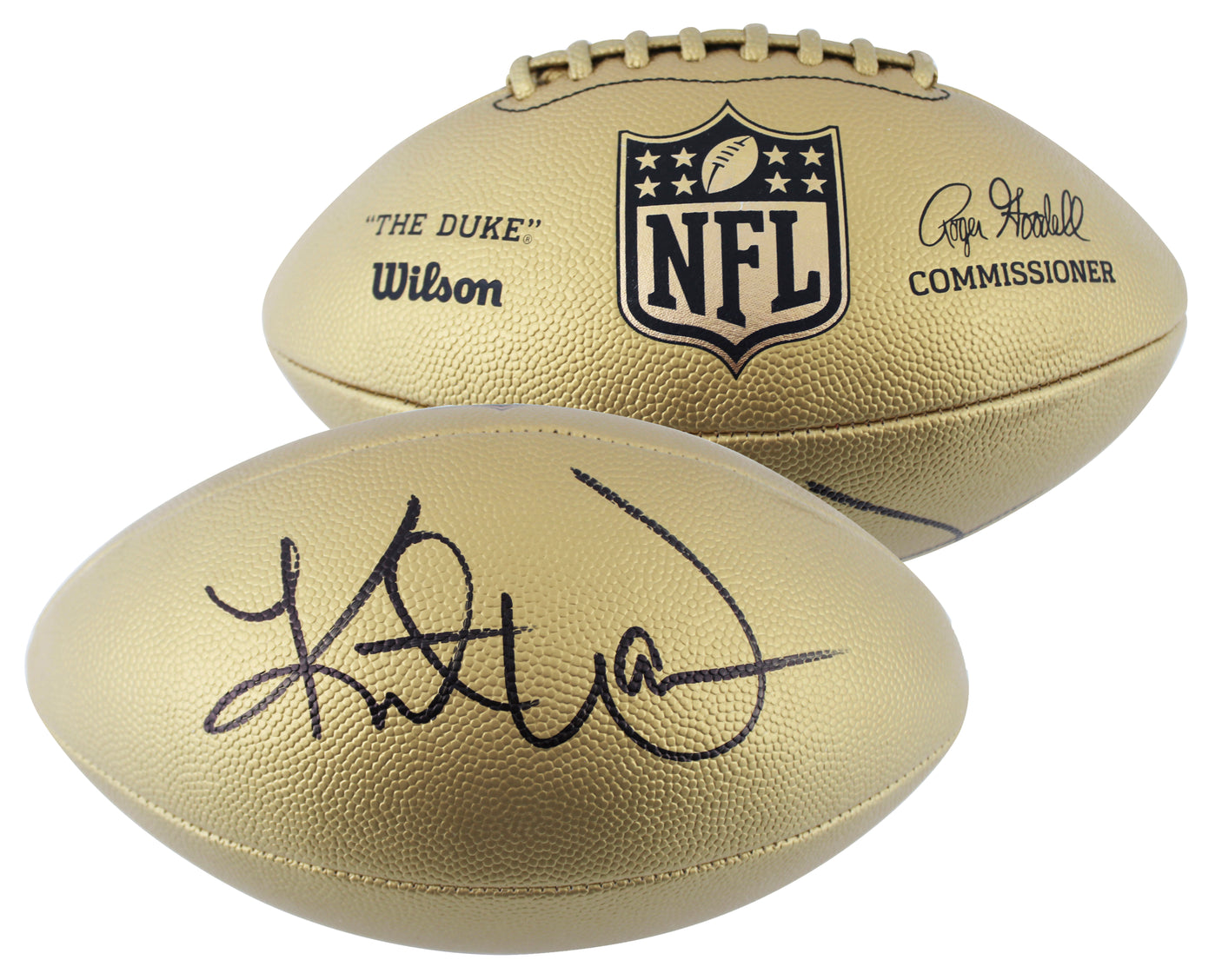 Kurt Warner Signed Wilson Replica Duke Metallic Gold Football W/ Case BAS Wit