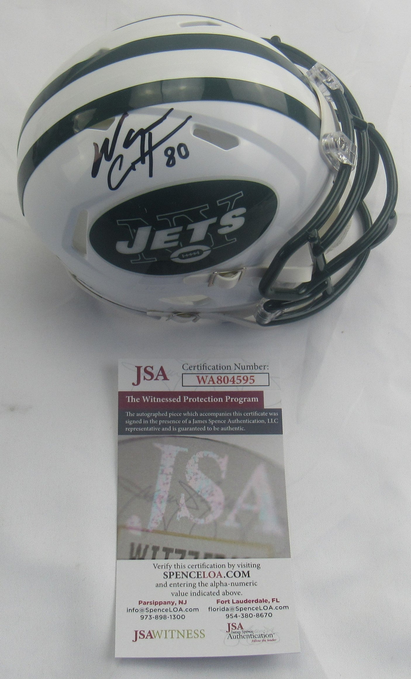 Wayne Chrebet Signed Auto Replica Jets Mini Helmet JSA WA804595