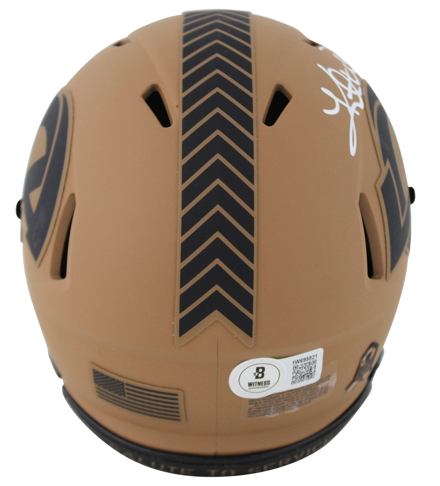 Rams Kurt Warner Signed Salute To Service II Mini Helmet W/ Case BAS Witnessed