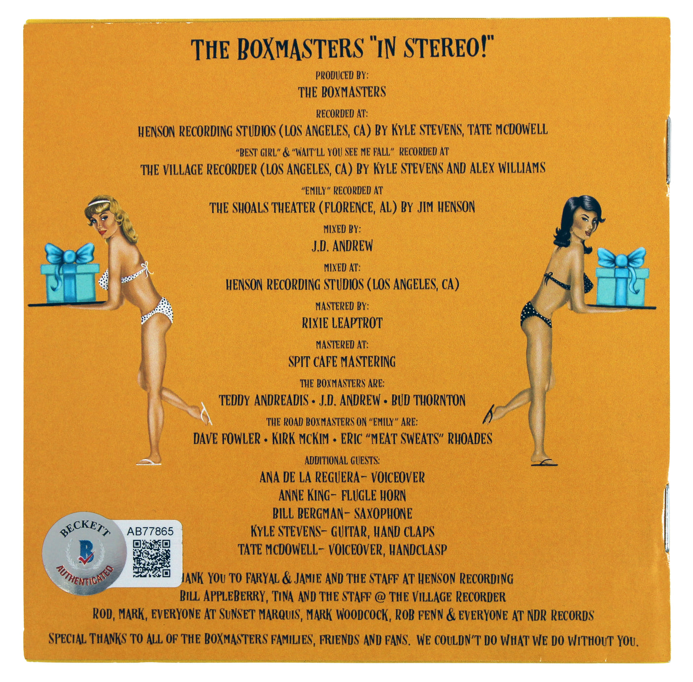 The Boxmasters (3) Thornton, Andrew & Andreadis Signed In Stereo! Cd Cover BAS