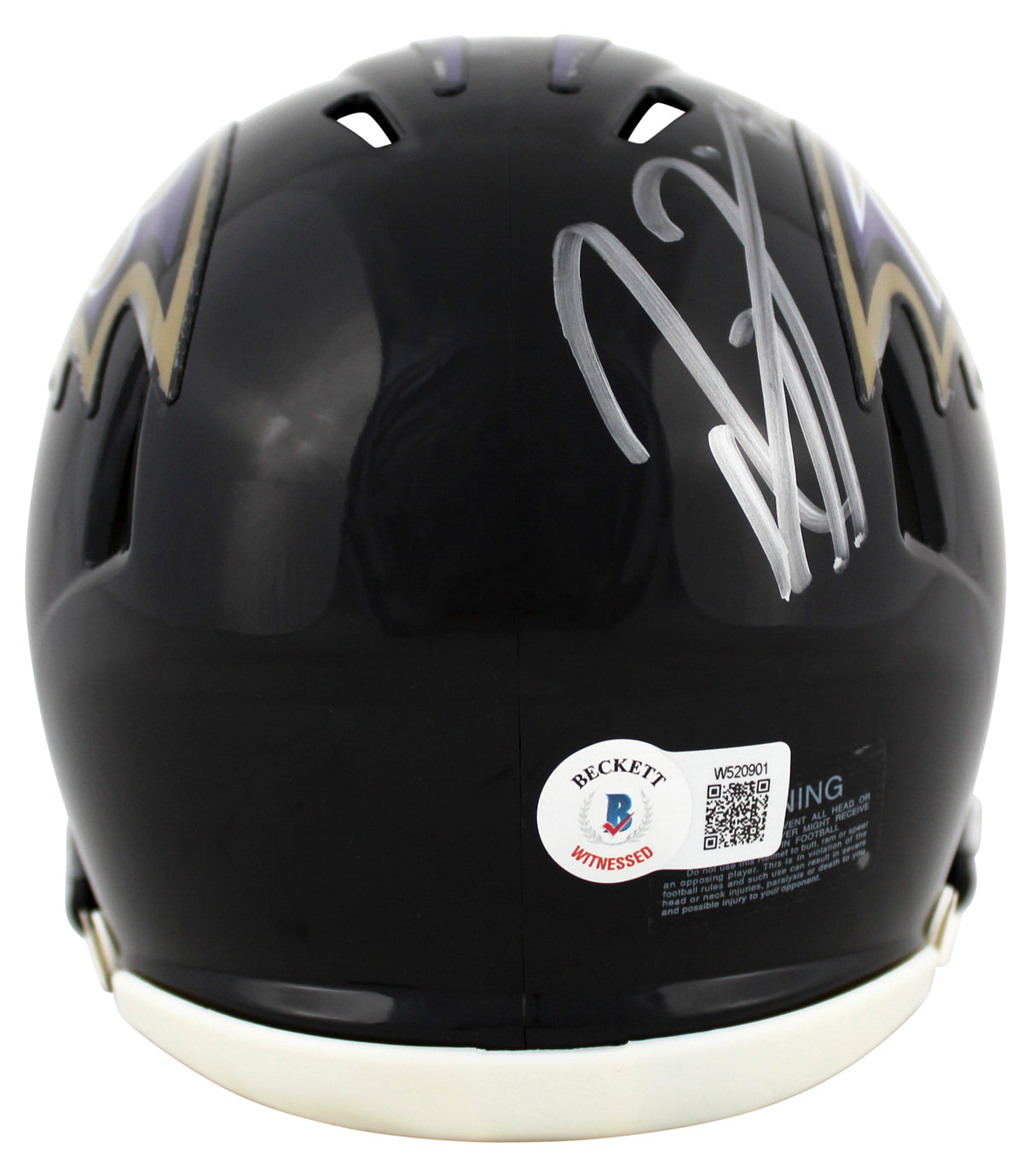Ravens Ray Lewis Signed Speed Mini Helmet w/ Silver Sig W/ Case BAS Witnessed