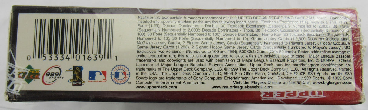 1999 Upper Deck Baseball Series 2 Wax Box