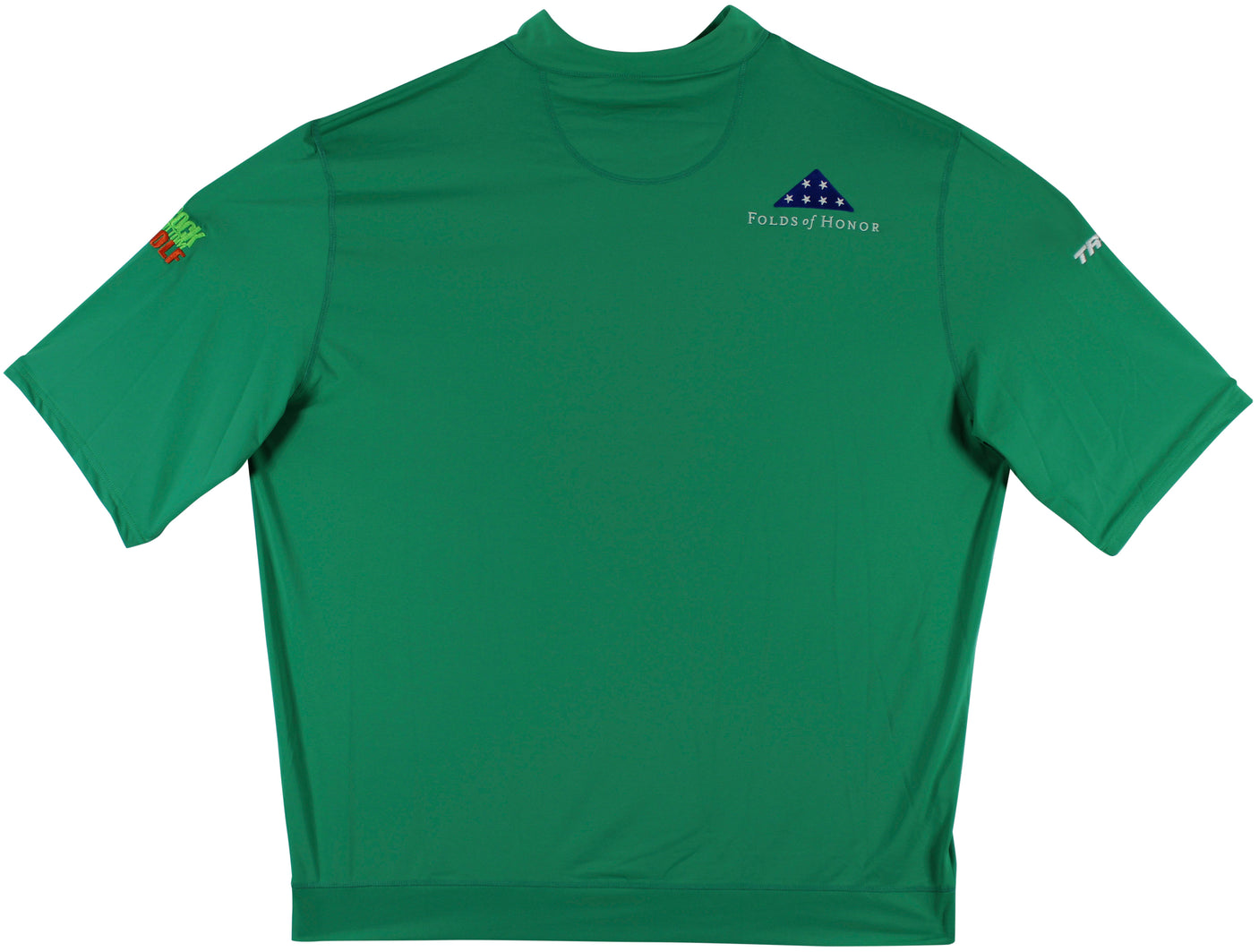 John Daly Signed Match Worn Green Folds of Honor Quarter Zip Shirt BAS #BH00322