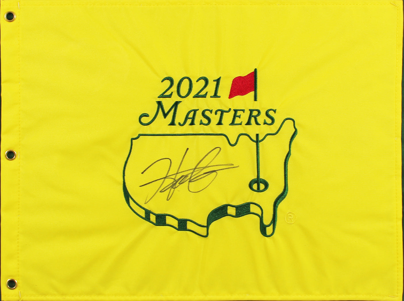 Hideki Matsuyama Authentic Signed & Framed 2021 Masters Pin Flag BAS #AD64159