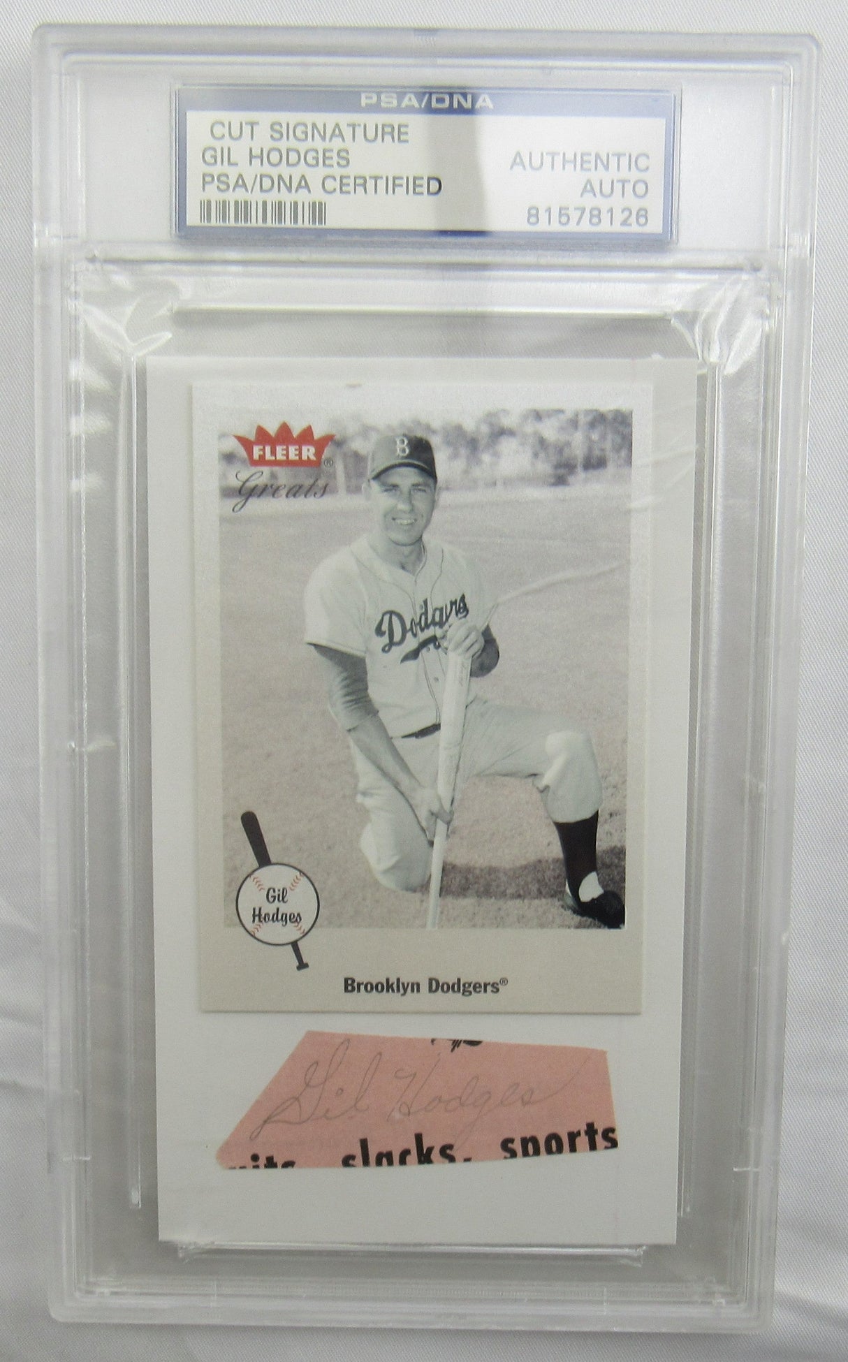 Gil Hodges Cut Signed Auto PSA/DNA Encapsulated III