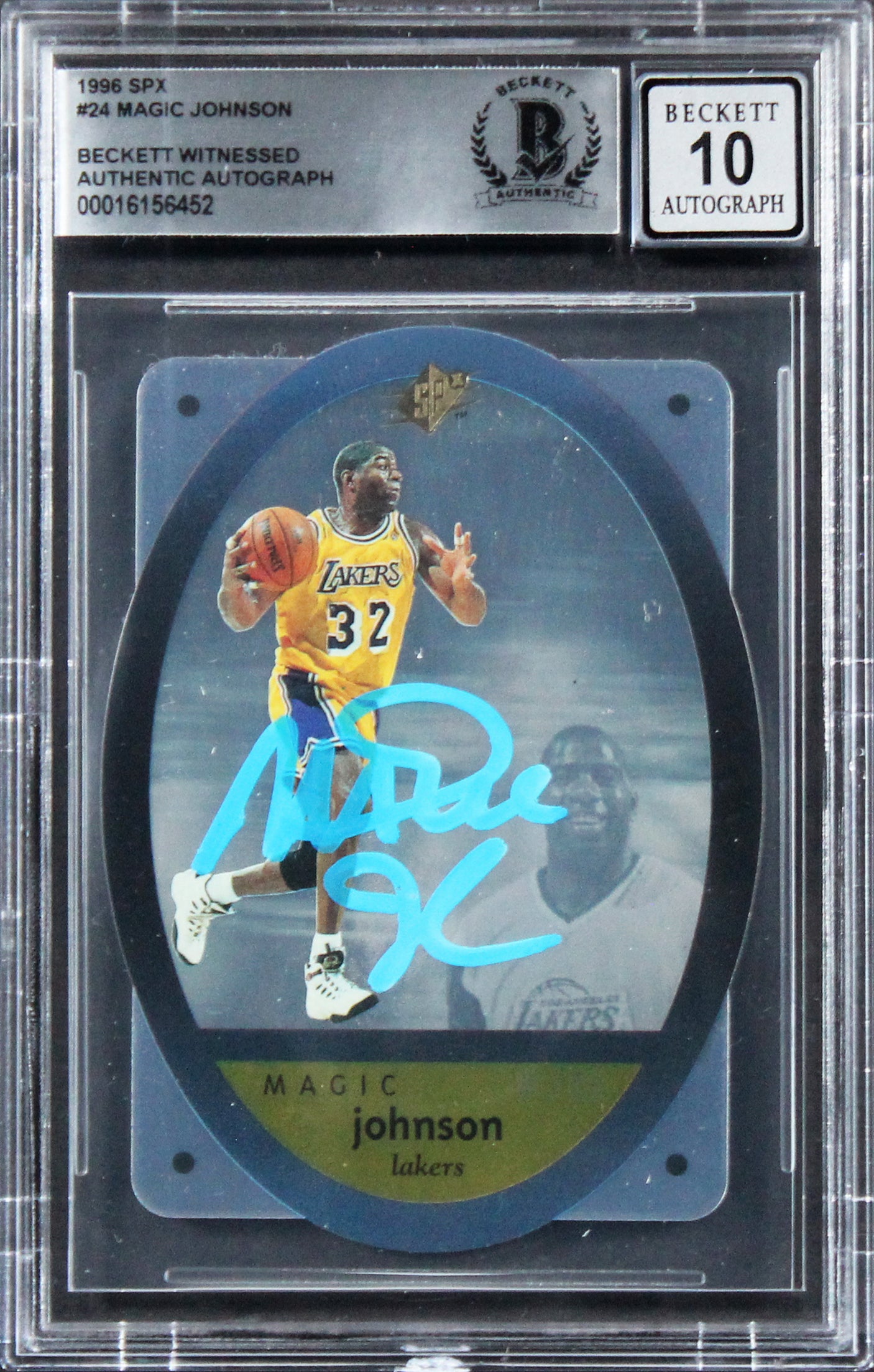 Lakers Magic Johnson Authentic Signed 1996 SPX #24 Card Auto 10! BAS Slabbed 2