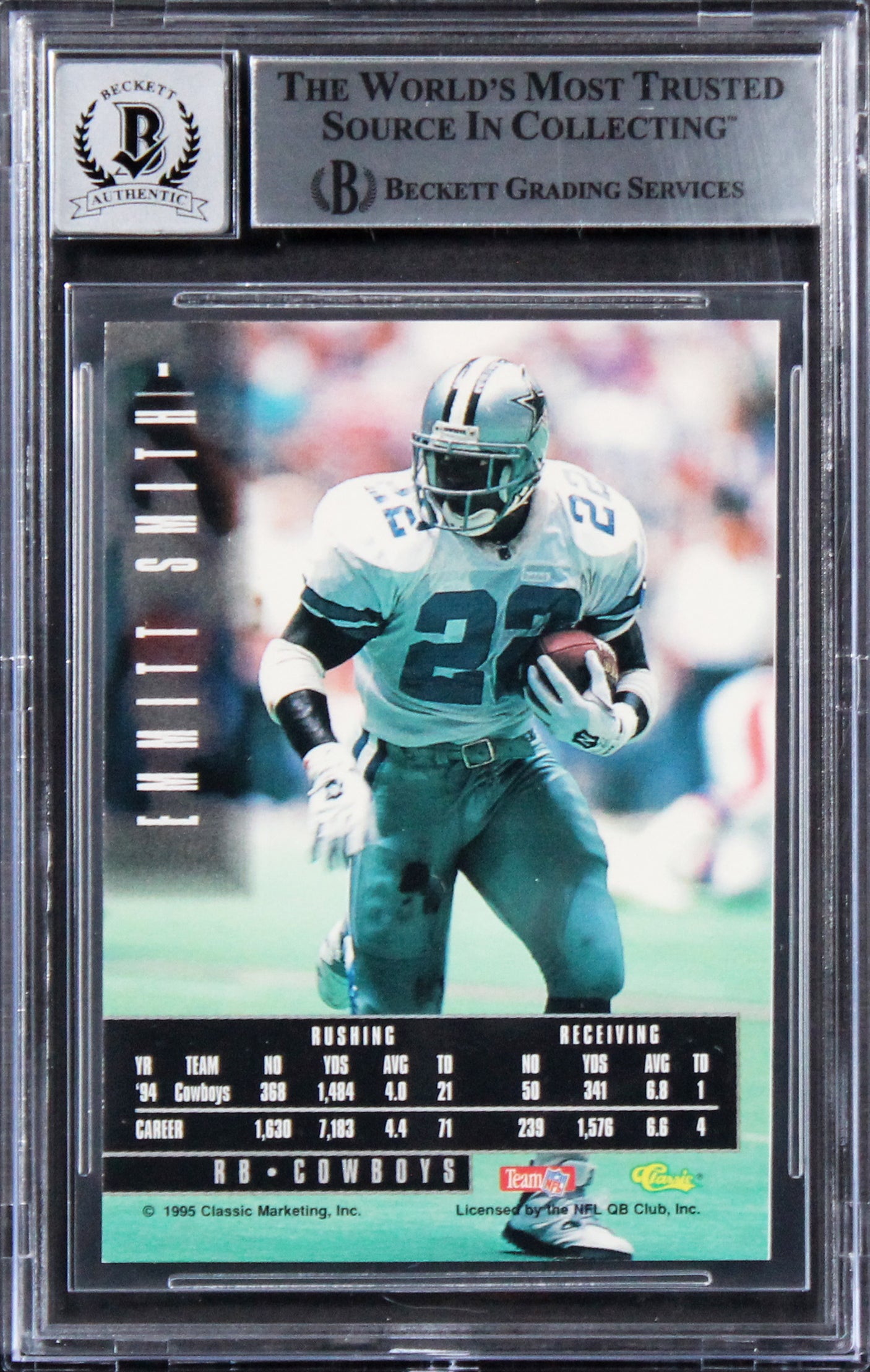 Cowboys Emmitt Smith Signed 1995 Images Limited #1 Card Auto 10! BAS Slabbed