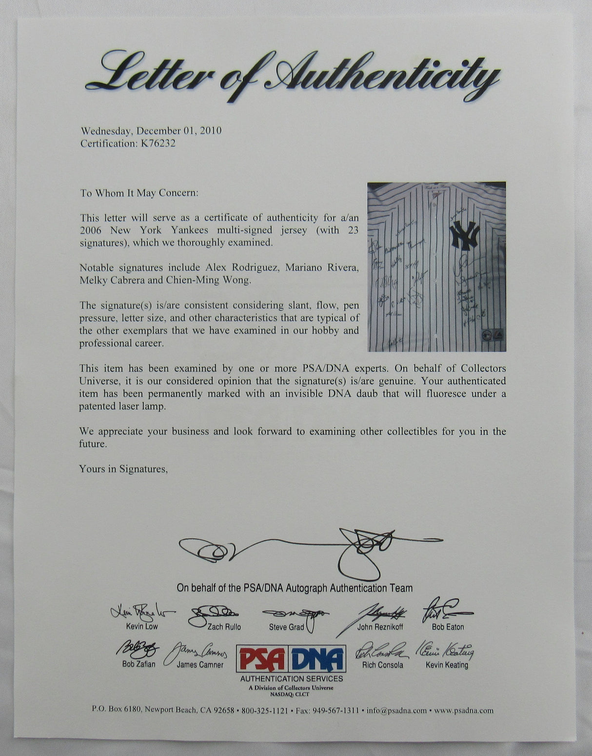 Alex Rodriguez Mariano Rivera Melky Cabrera +20 Signed Auto Yankees Jersey PSA/DNA LOA K76232