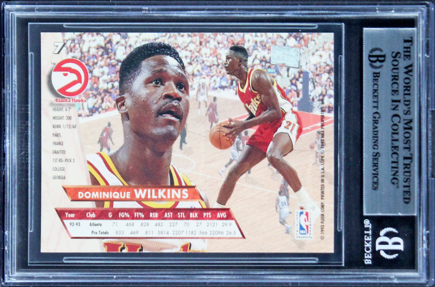 Hawks Dominique Wilkins Authentic Signed 1993 Ultra #7 Card BAS Slabbed 2