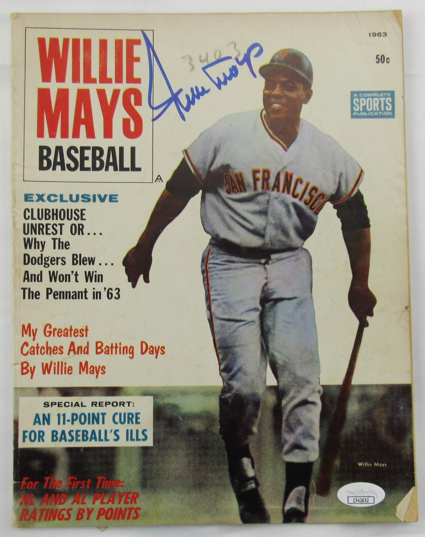 Willie Mays Signed Auto Baseball Magazine JSA CF42652