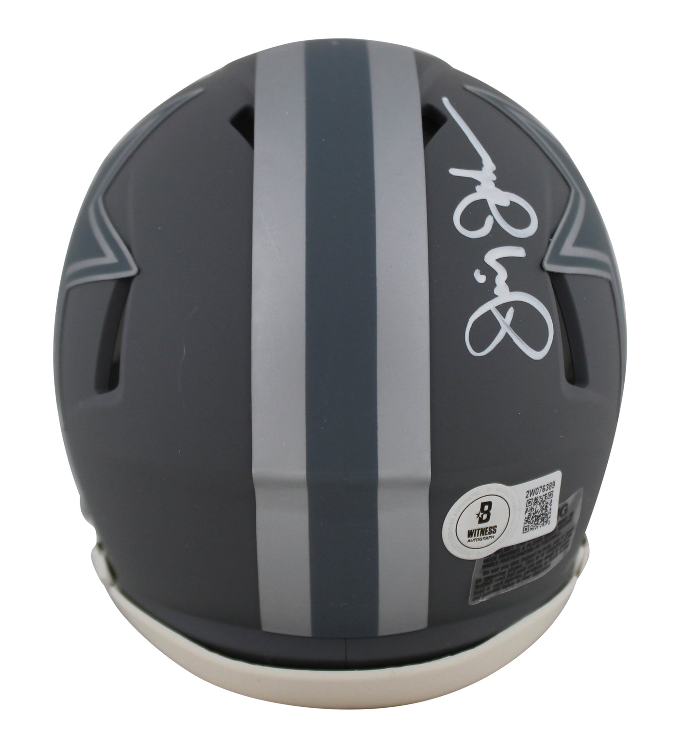 Cowboys Jimmy Johnson Authentic Signed Slate Speed Mini Helmet w/ Case BAS Wit