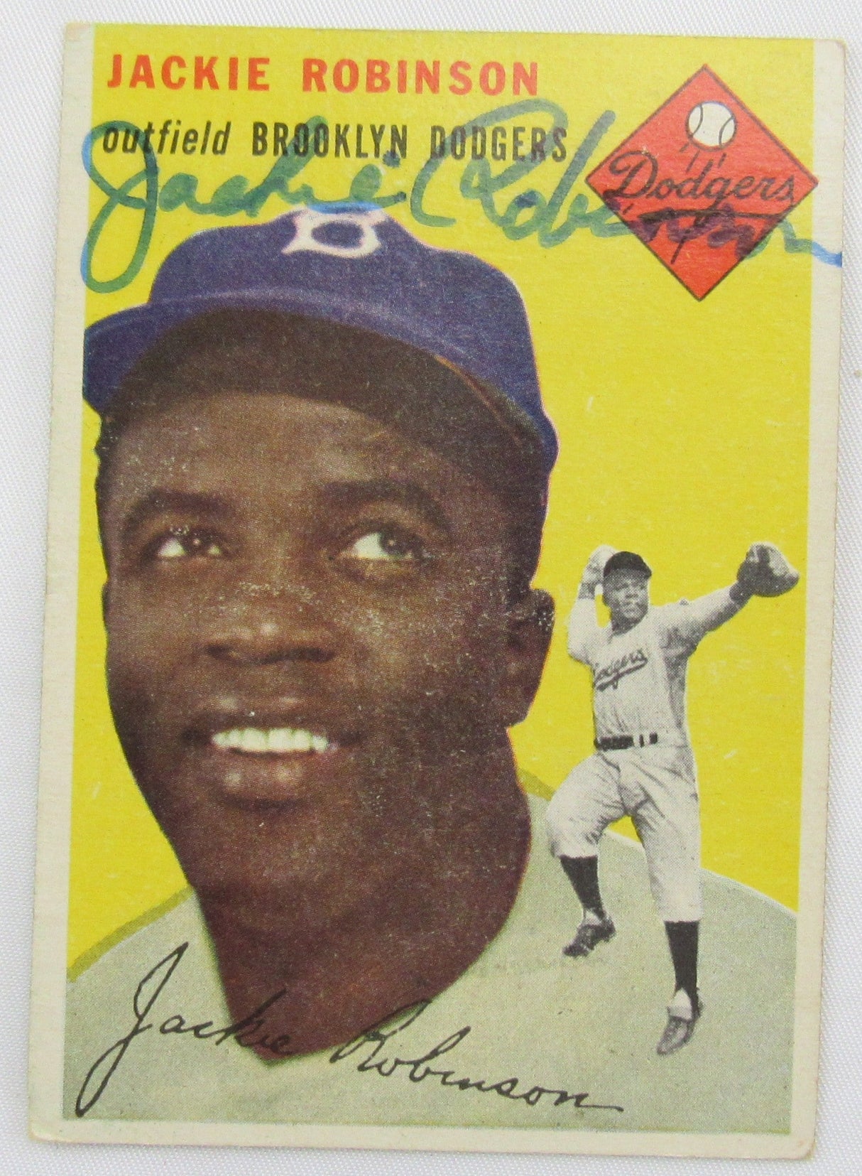1954 Topps Jackie Robinson Baseball Card #10 - With Non Genuine Signature