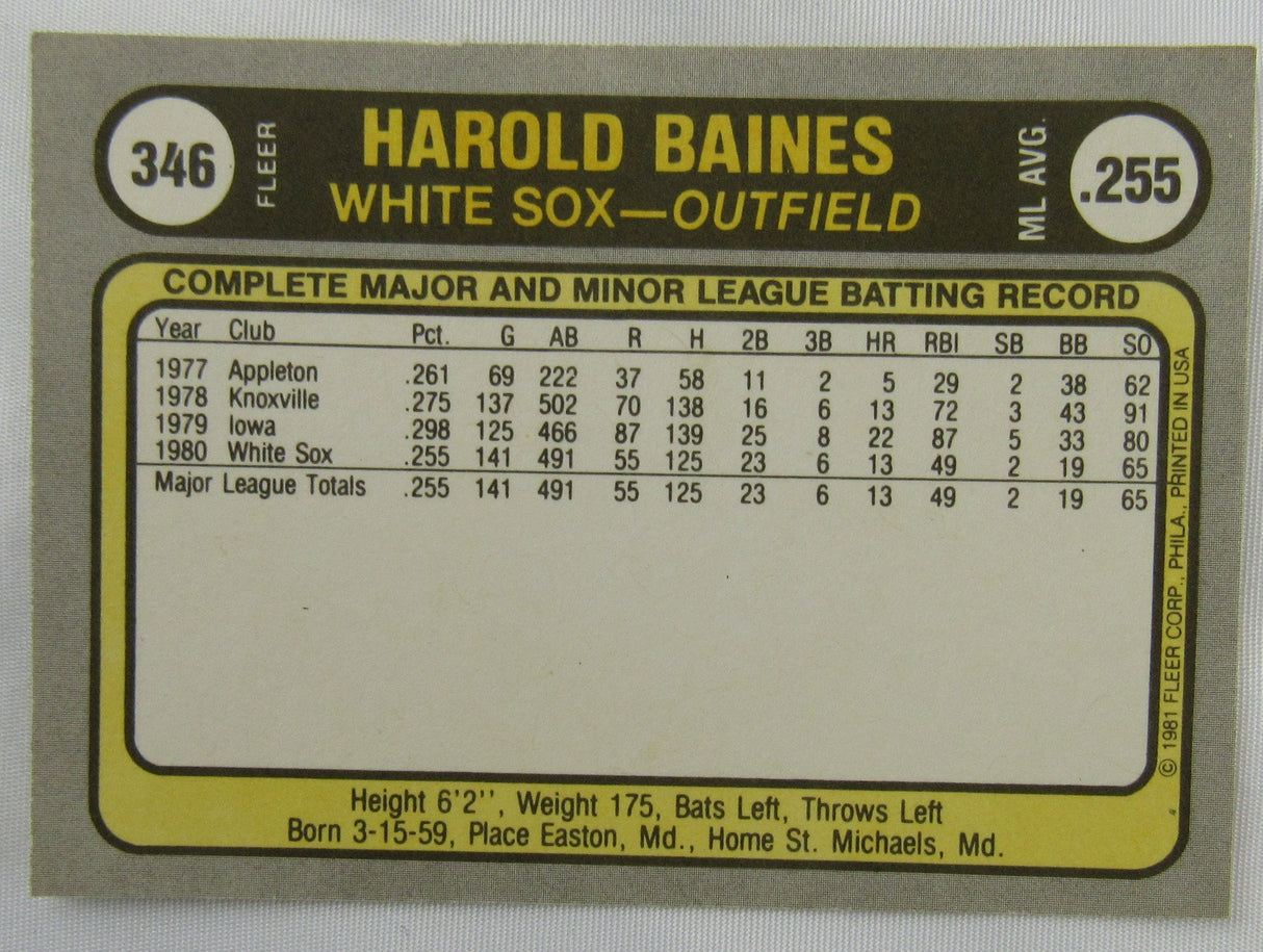 1981 Fleer Harold Baines Baseball Card Lot - 3 Total - Blackless Printing Error...