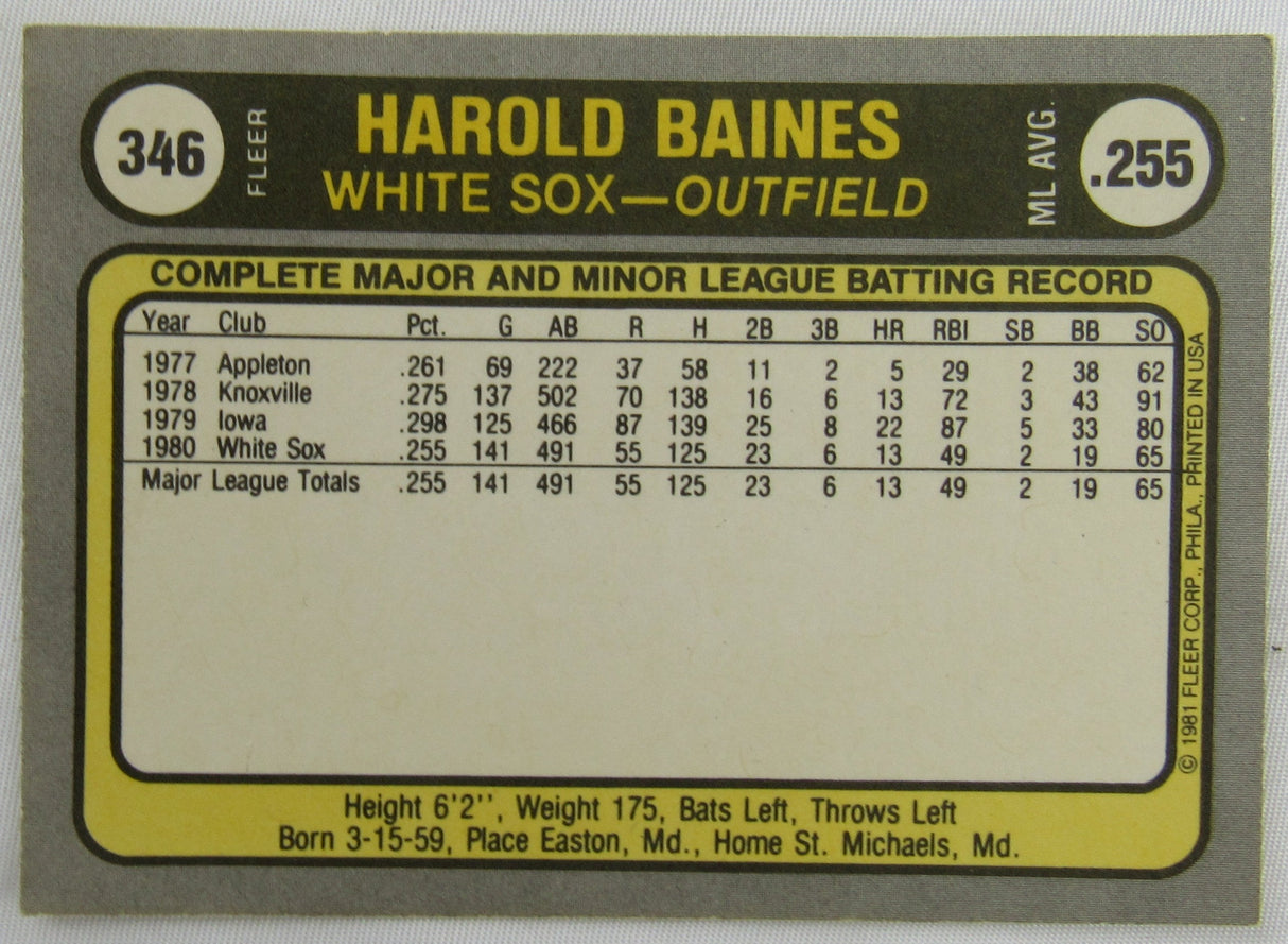 1981 Fleer Harold Baines Baseball Card Lot - 3 Total - Blackless Printing Error...