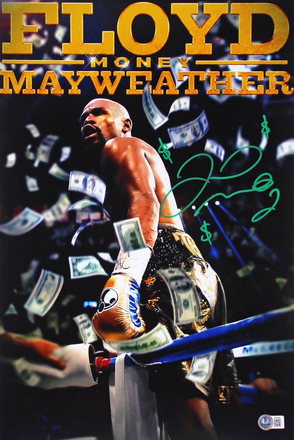 Floyd Mayweather "$$$" Authentic Signed 12x18 Photo Autographed BAS #BP00965