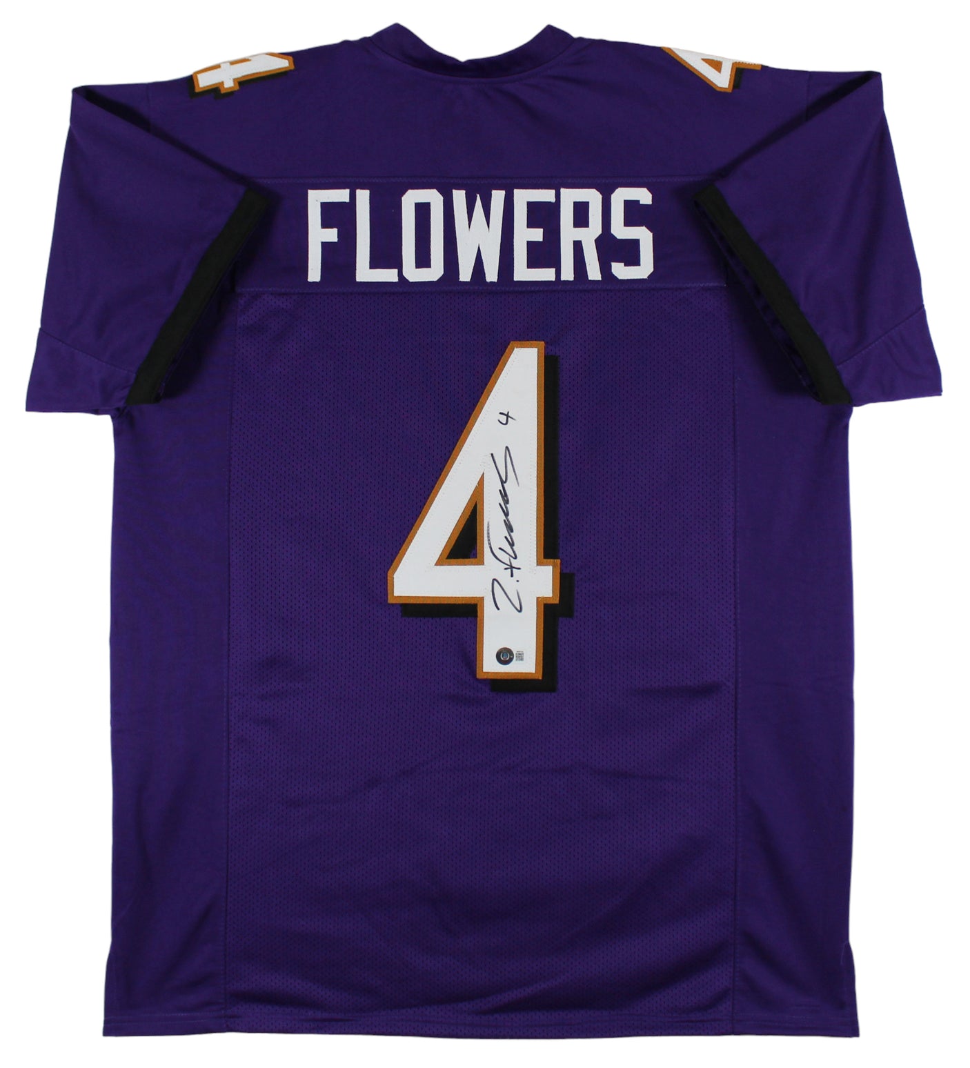Zay Flowers Authentic Signed Purple Pro Style Jersey Autographed BAS 1