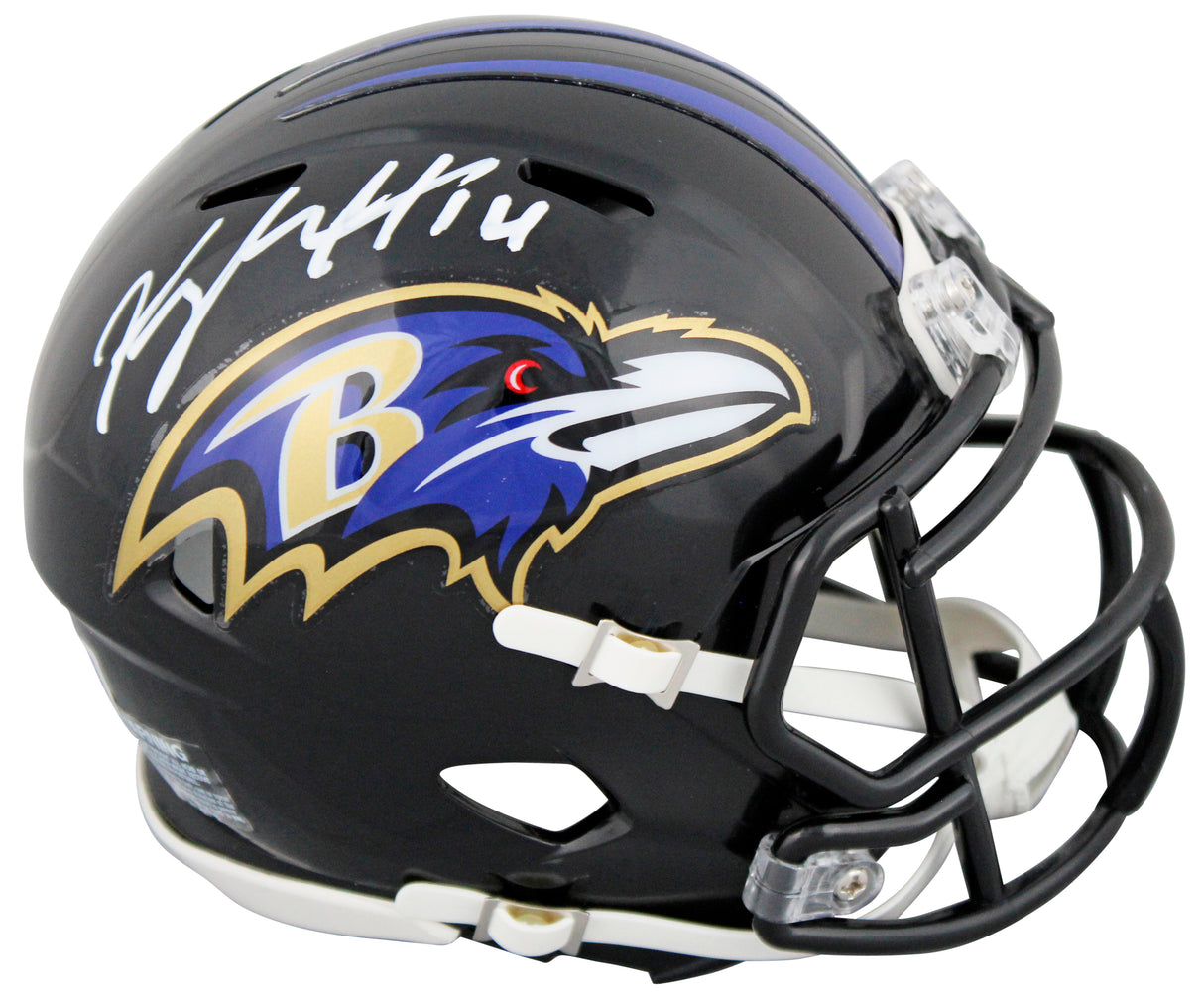 Ravens Kyle Hamilton Authentic Signed Speed Mini Helmet w/ White Sig BAS Witness