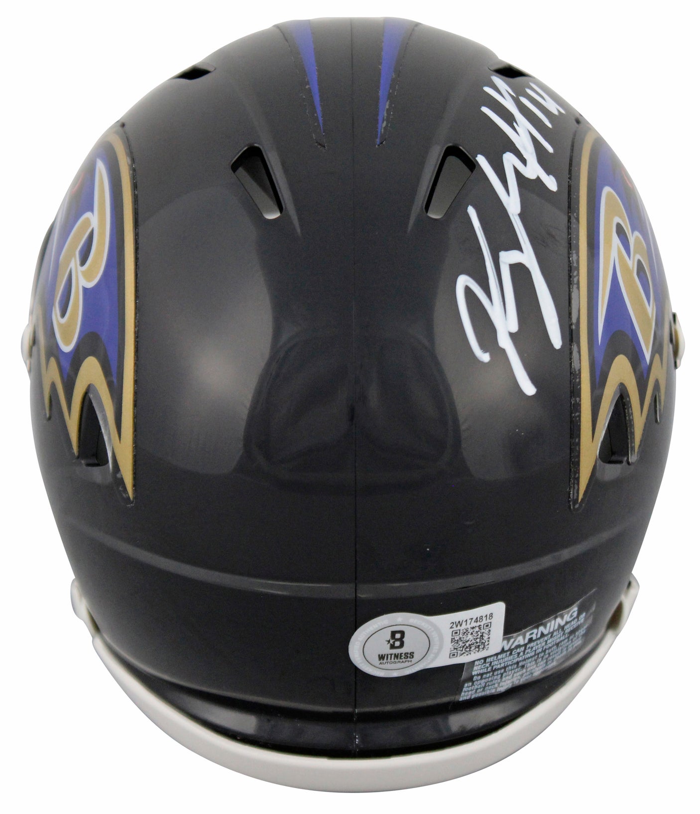 Ravens Kyle Hamilton Authentic Signed Speed Mini Helmet w/ White Sig BAS Witness