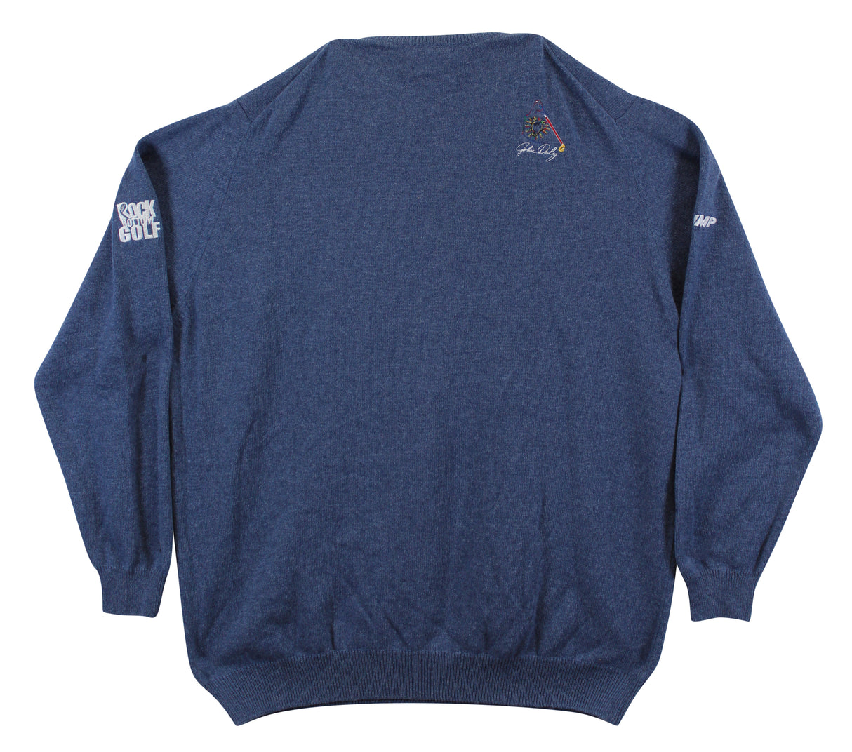 John Daly Signed Match Worn Blue Johnstons of Elgin Cashmere Sweater BAS