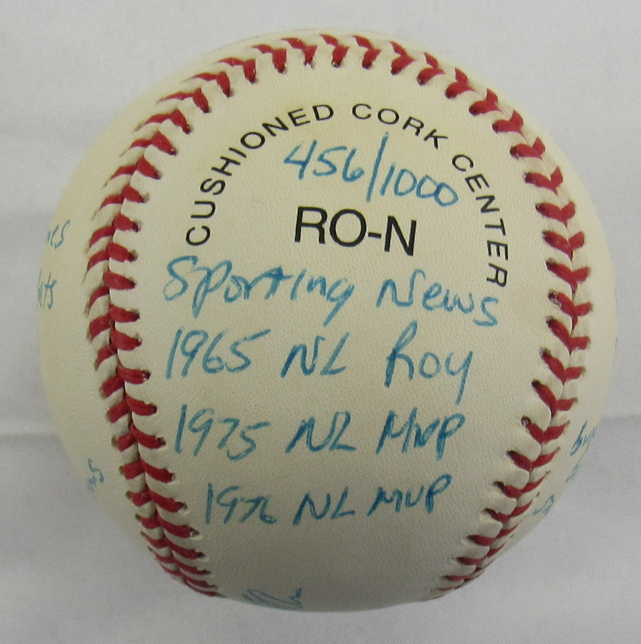 Joe Morgan Signed Auto Rawlings Stat Baseball Reggie Jackson COA A27986