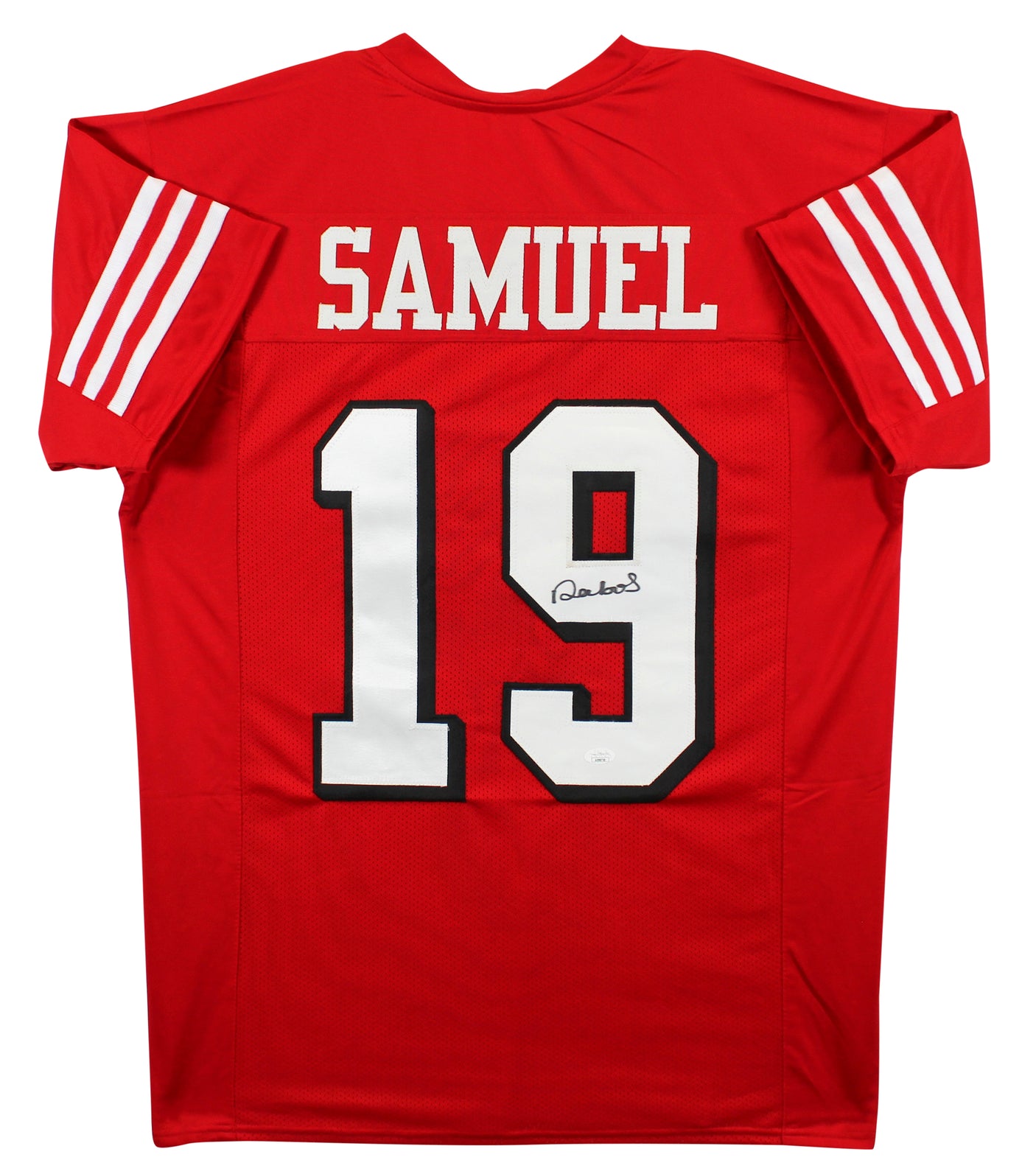 Deebo Samuel Authentic Signed Red Pro Style Jersey w/ Drop Shadow JSA