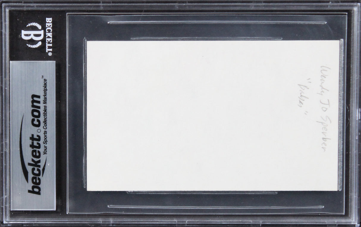 Wendie Jo Sperber Back To The Future Authentic Signed 3x5 Index Card BAS Slab 1
