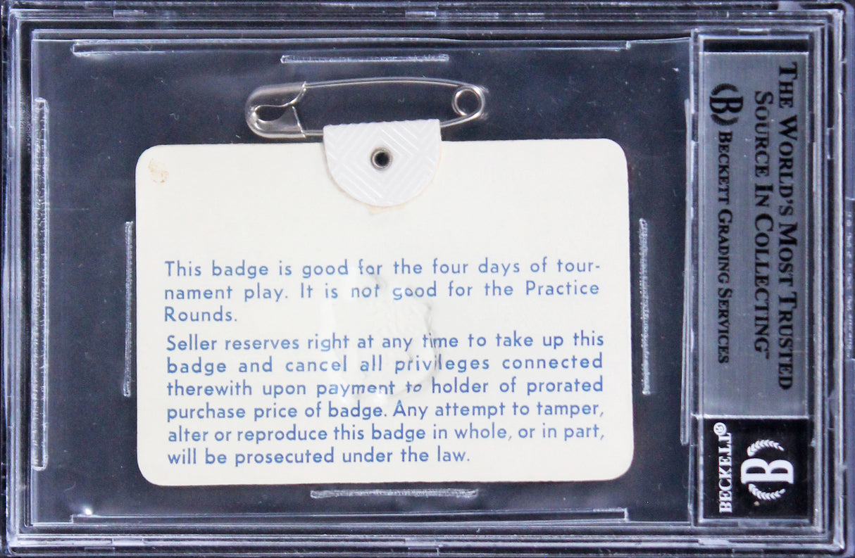 Raymond Floyd Signed 1976 Masters Augusta National Club Badge Ticket BAS Slabbed