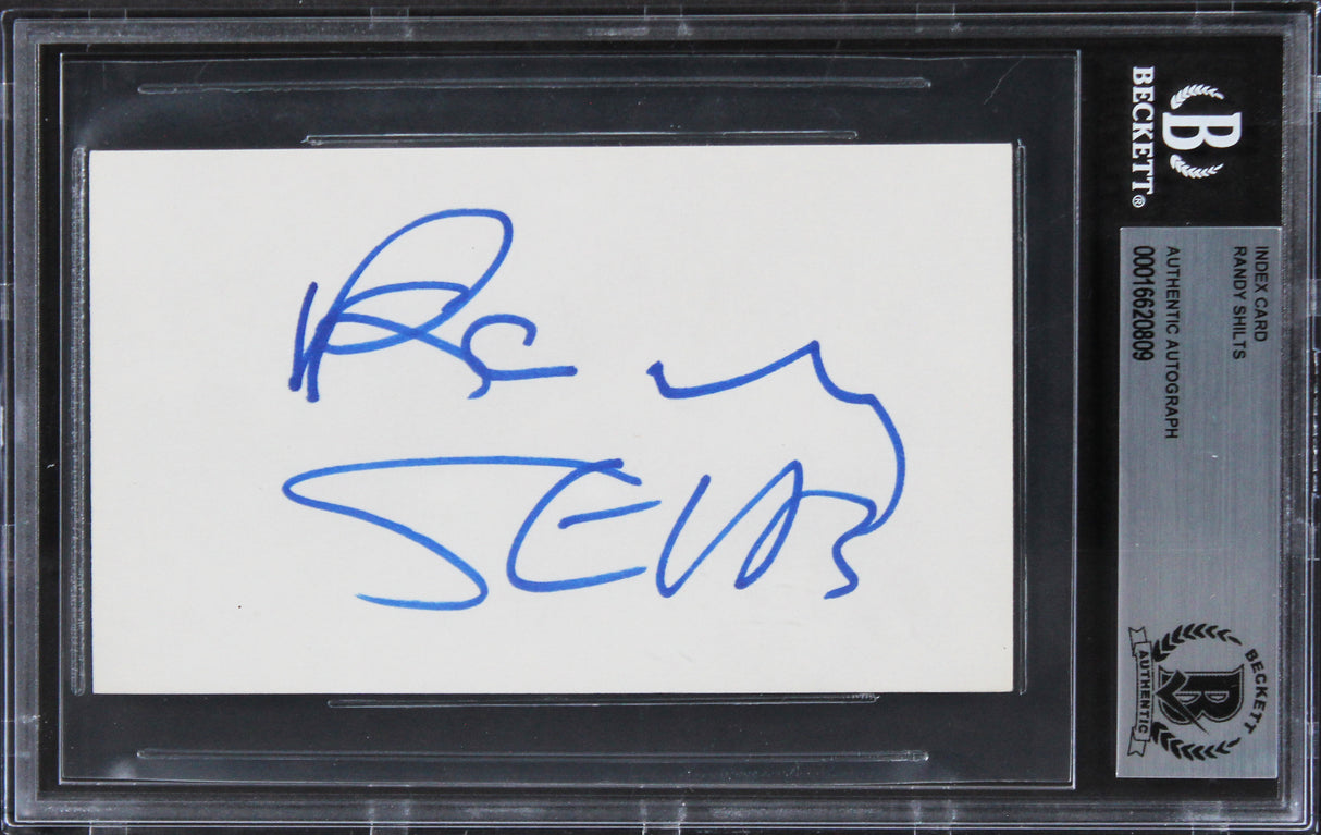 Randy Shilts And the Band Played On Authentic Signed 3x5 Index Card BAS Slab 2