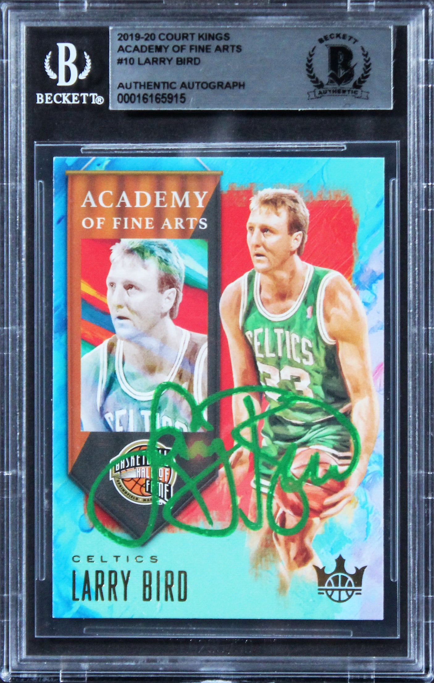 Celtics Larry Bird Signed 2019 Court Kings Academy of Fine Art #10 Card BAS Slab