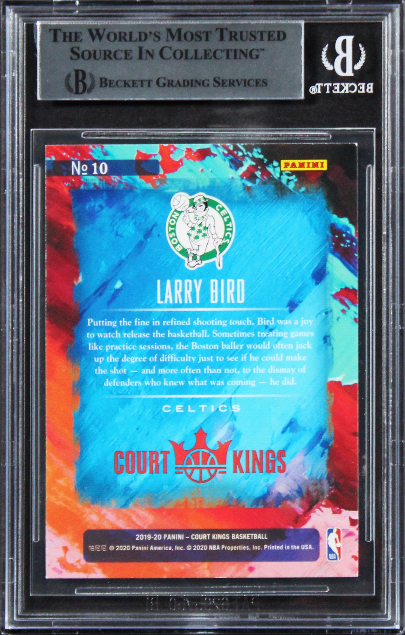 Celtics Larry Bird Signed 2019 Court Kings Academy of Fine Art #10 Card BAS Slab