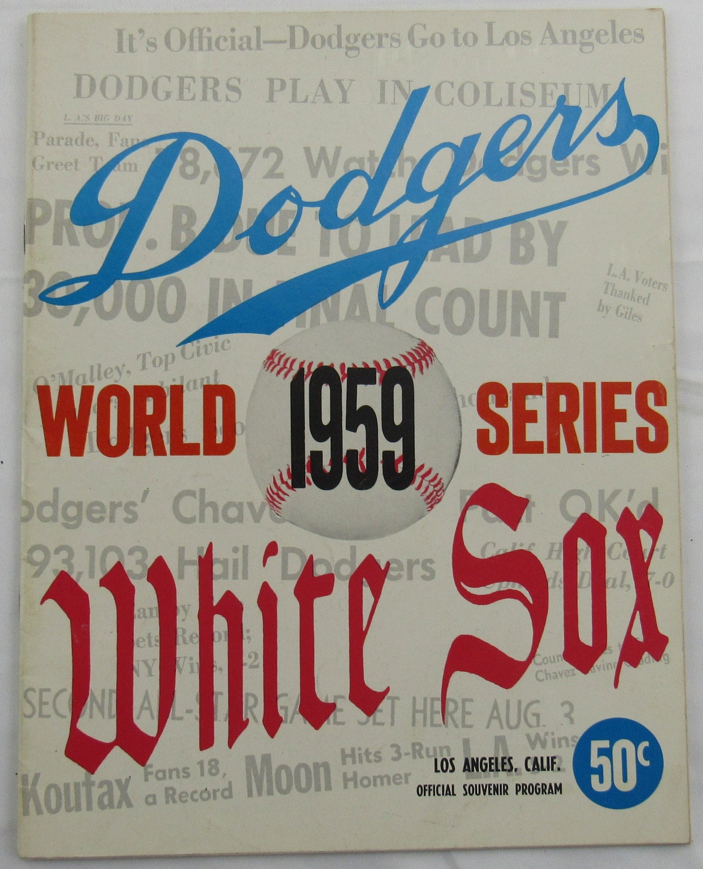 1959 Dodgers vs White Sox World Series Program