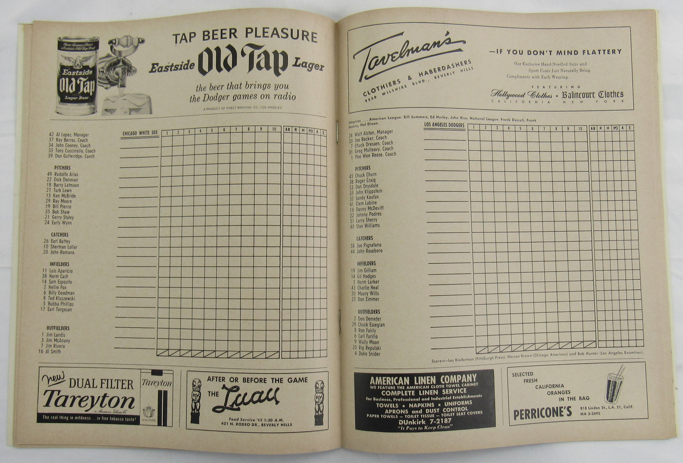 1959 Dodgers vs White Sox World Series Program