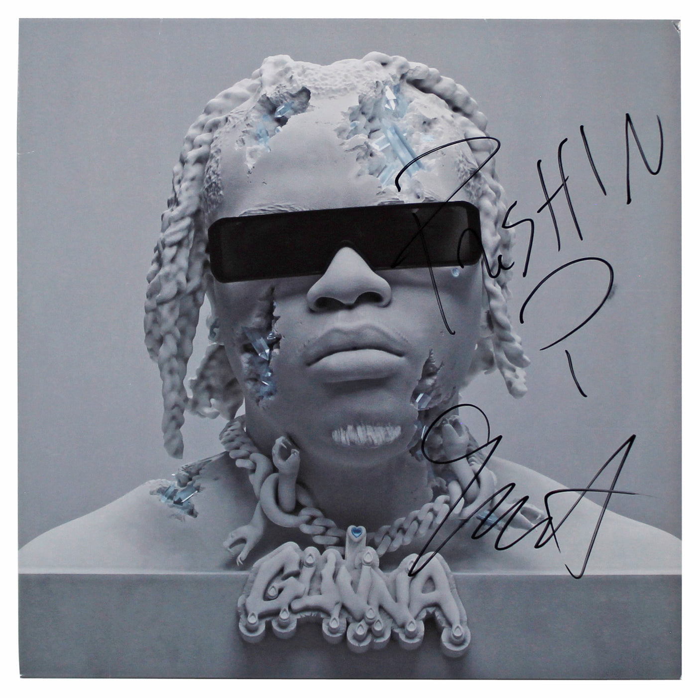 Gunna "Pushin P" Authentic Signed DS4Ever Album Cover W/ Vinyl BAS #BN06562