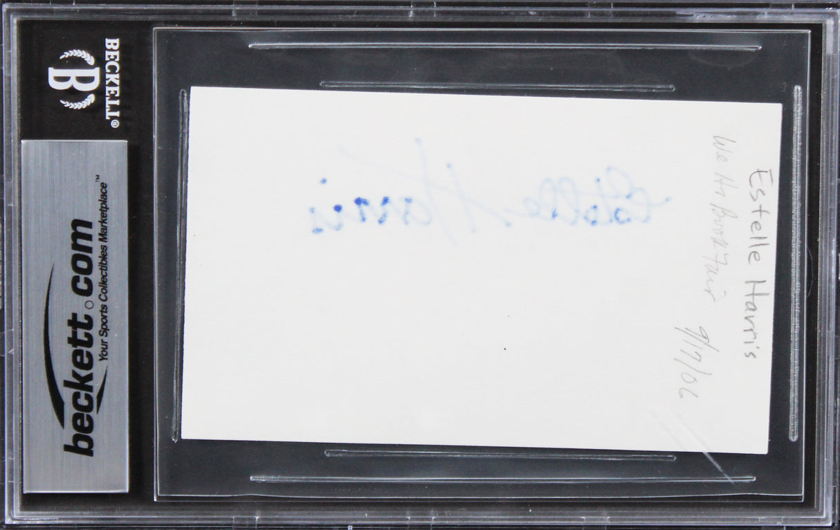 Estelle Harris Seinfeld Authentic Signed 3x5 Index Card Autographed BAS Slabbed