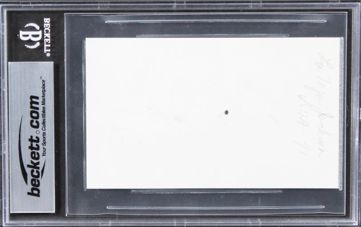 La Toya Jackson The Jacksons Authentic Signed 3x5 Index Card BAS Slabbed