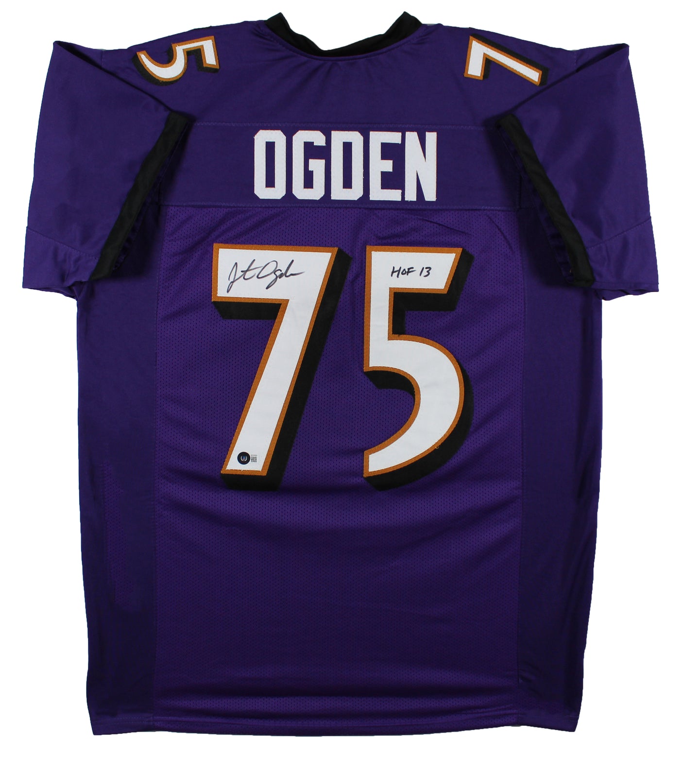 Jonathan Ogden "HOF 13" Authentic Signed Purple Pro Style Jersey BAS Witnessed